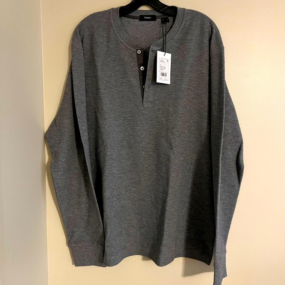 Theory Men's Heather Grey Classic Henley Size: XL  MSRP: $135